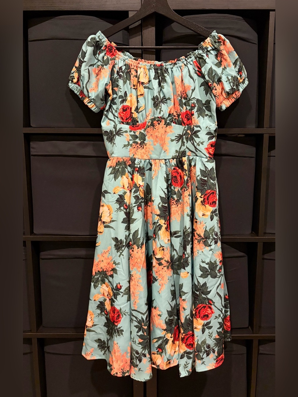 Pinup Couture Marie-Thérèse Peasant Dress in Sherbet Bella Roses Size M NWT - Picture 2 of 7